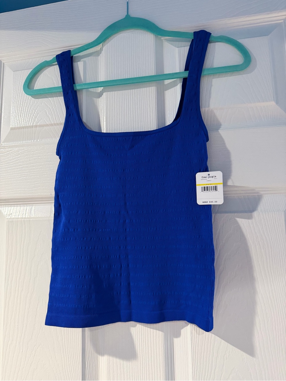 Free People Cobalt Ribbed Square-Neck Tank